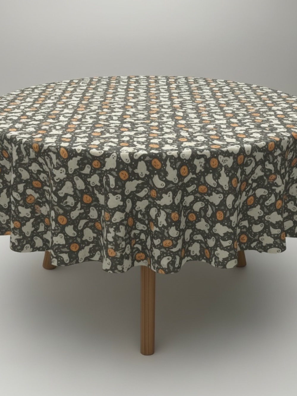 Cynthia Rowley Curious Halloween Metallic Round Tablecloth 70" Ghosts Pumpkins